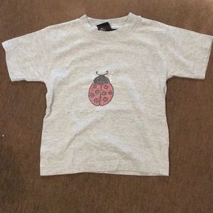 Girls Rhinestone Ladybug Tee Grey Small Short Slv